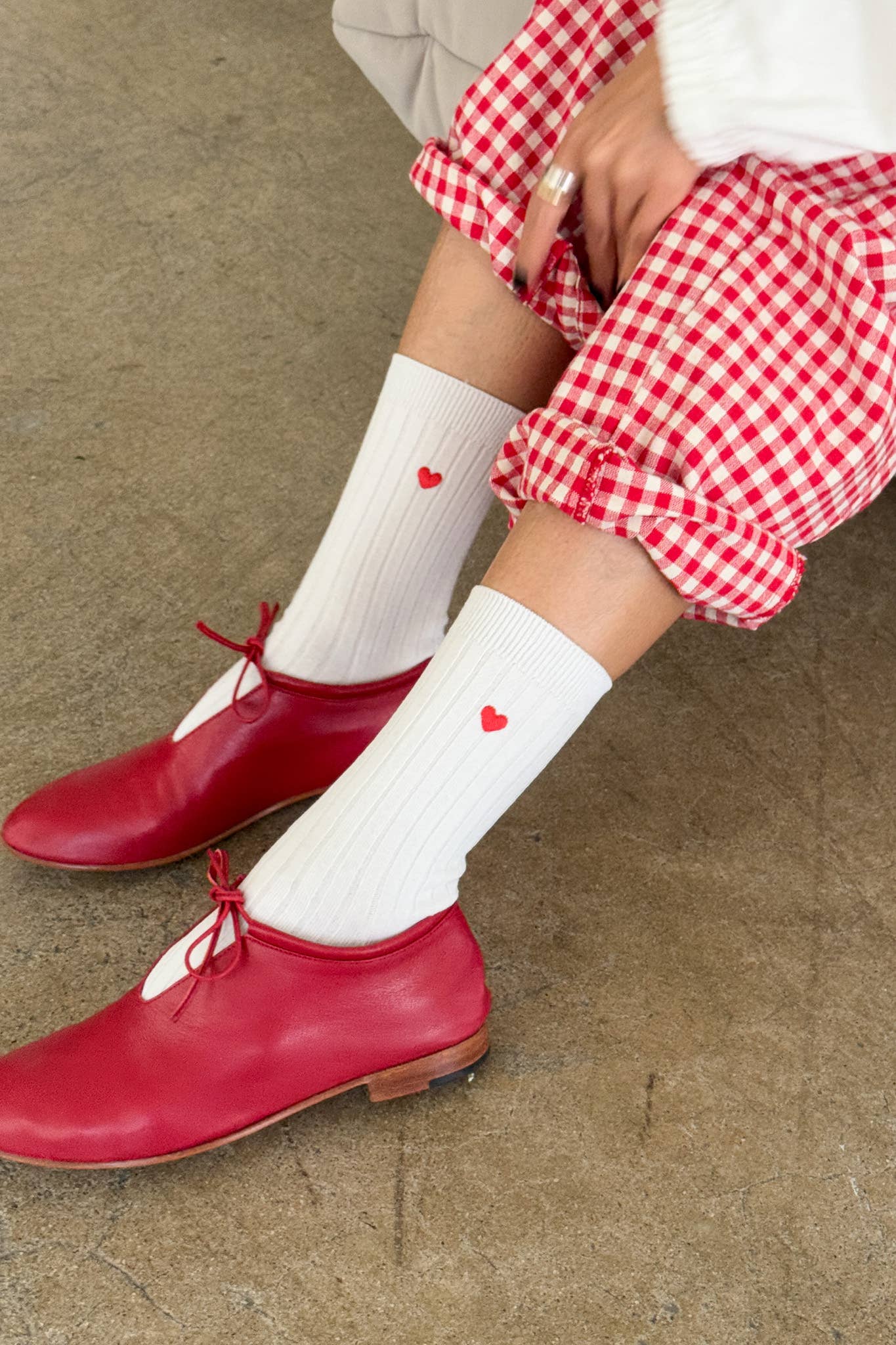 Embroidered Her Socks - Mercerized Combed Cotton Rib