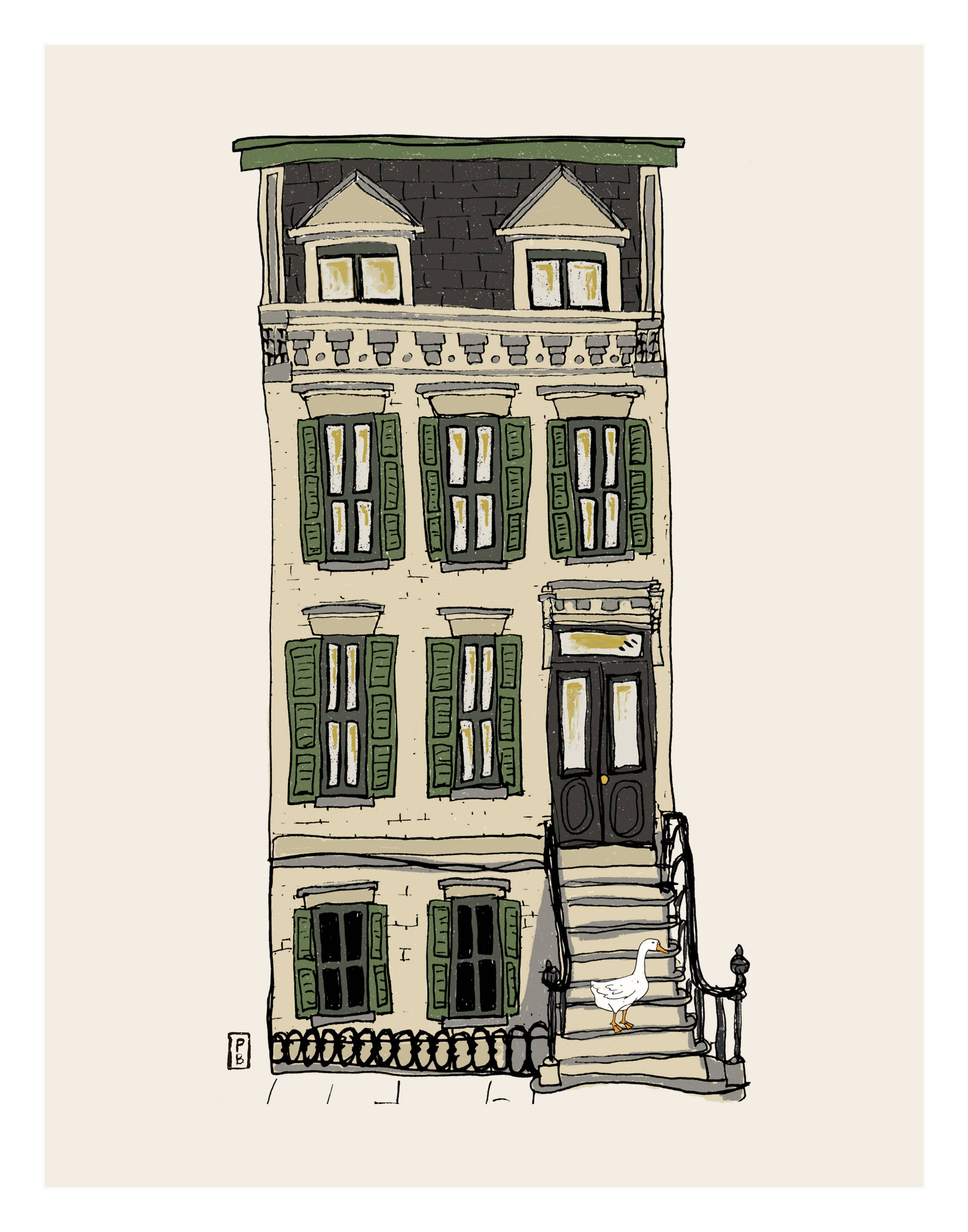 "Goose on the Stoop," Giclée Fine Art Print
