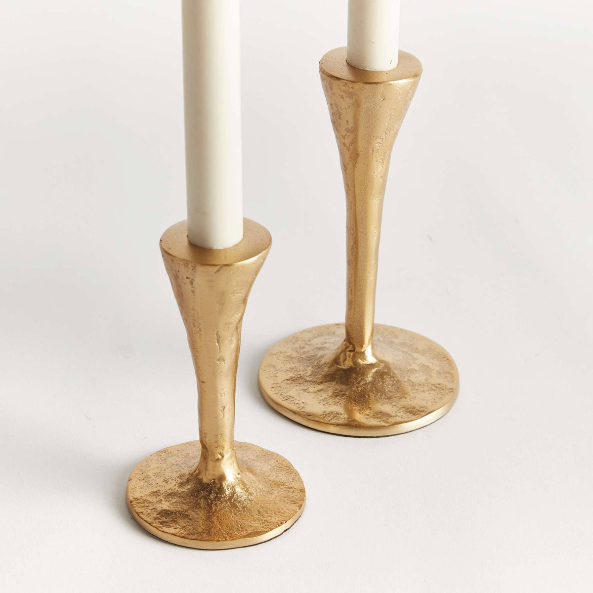 Noah Taper Holders, Set of 2 - Gold, Cast Aluminum Design