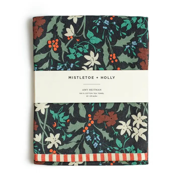 Mistletoe and Holly Tea Towel