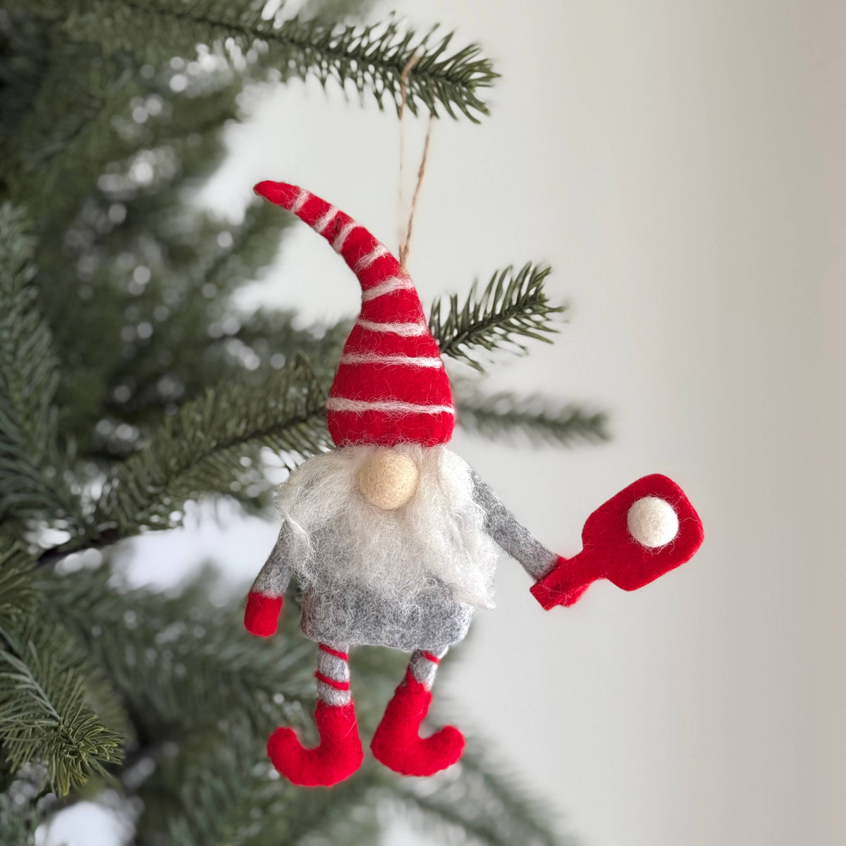 Pickleball Gnome Felt Ornament - Assorted