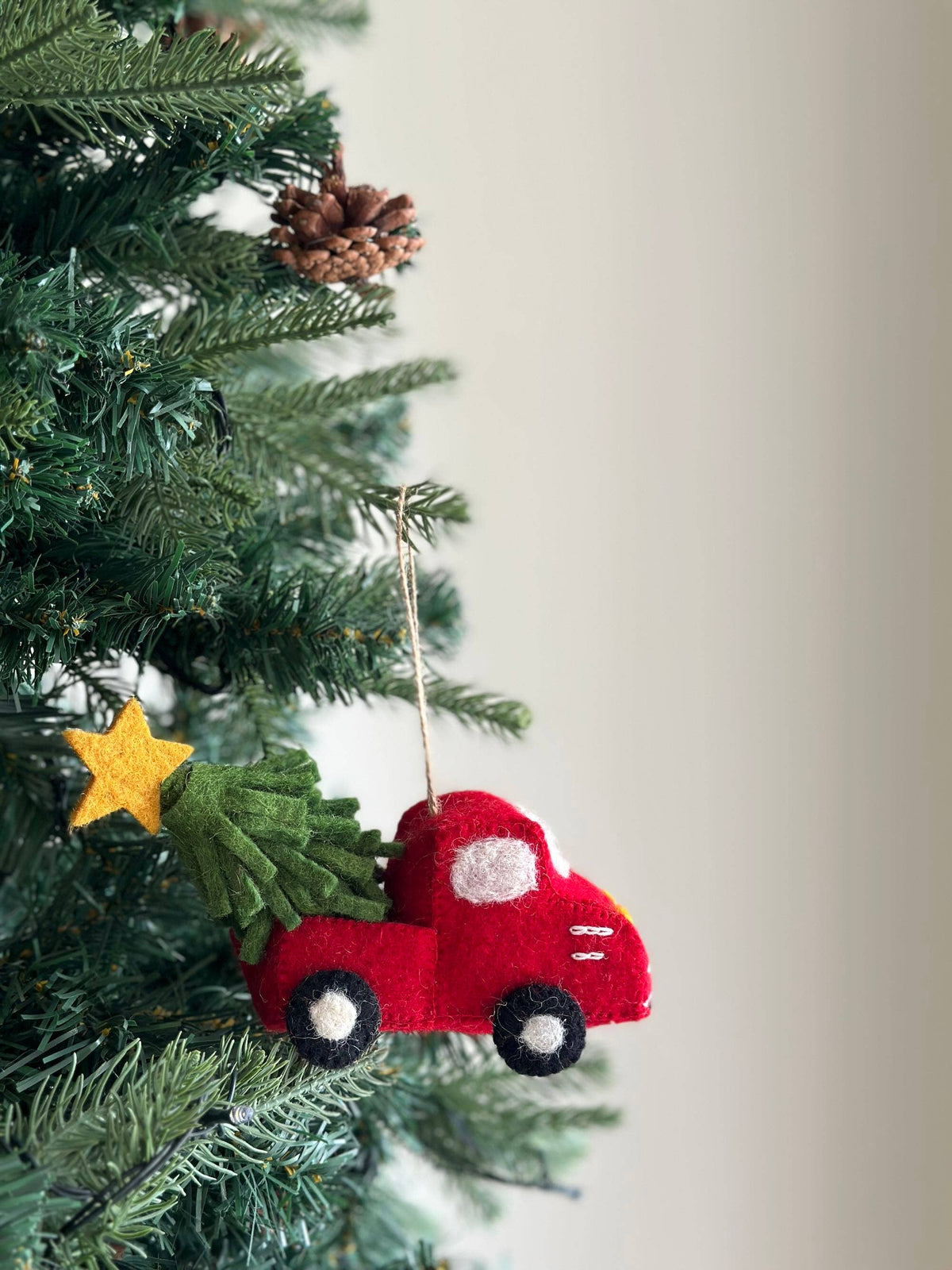 Pickup Truck with Christmas Tree Ornament