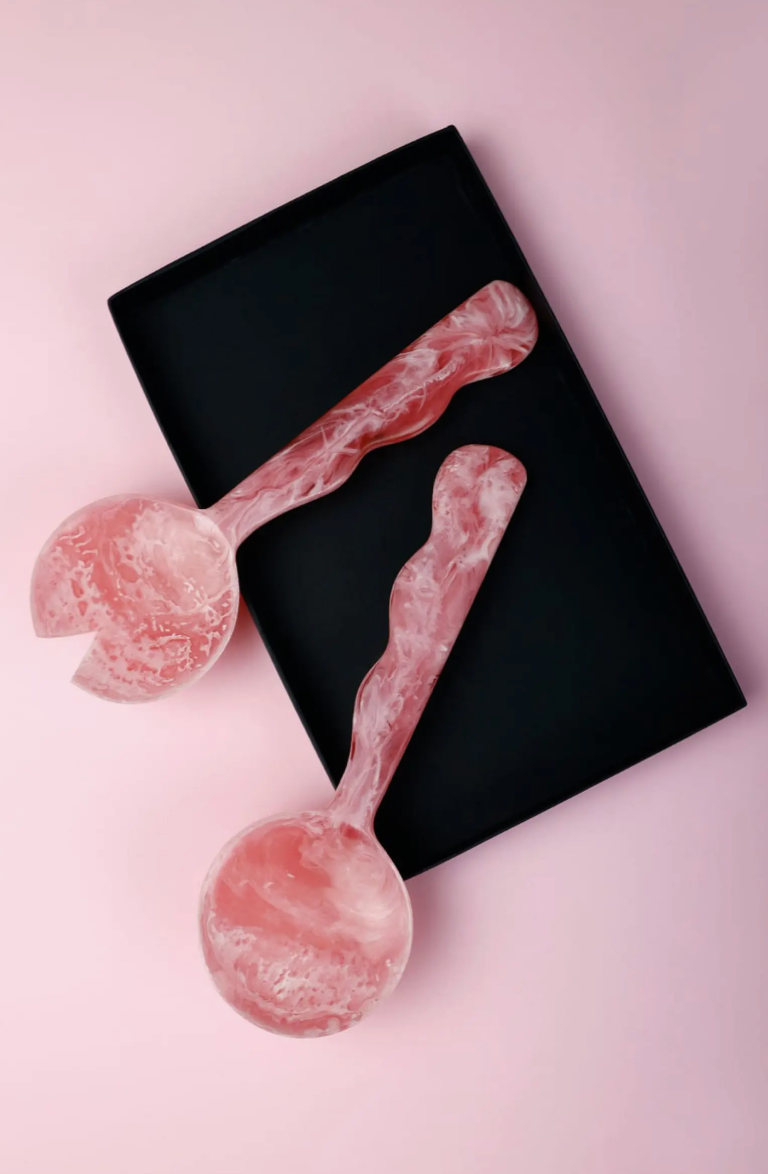 Resin Salad Server- Pink (Set of 2), 12.40 x 3.93 Inches