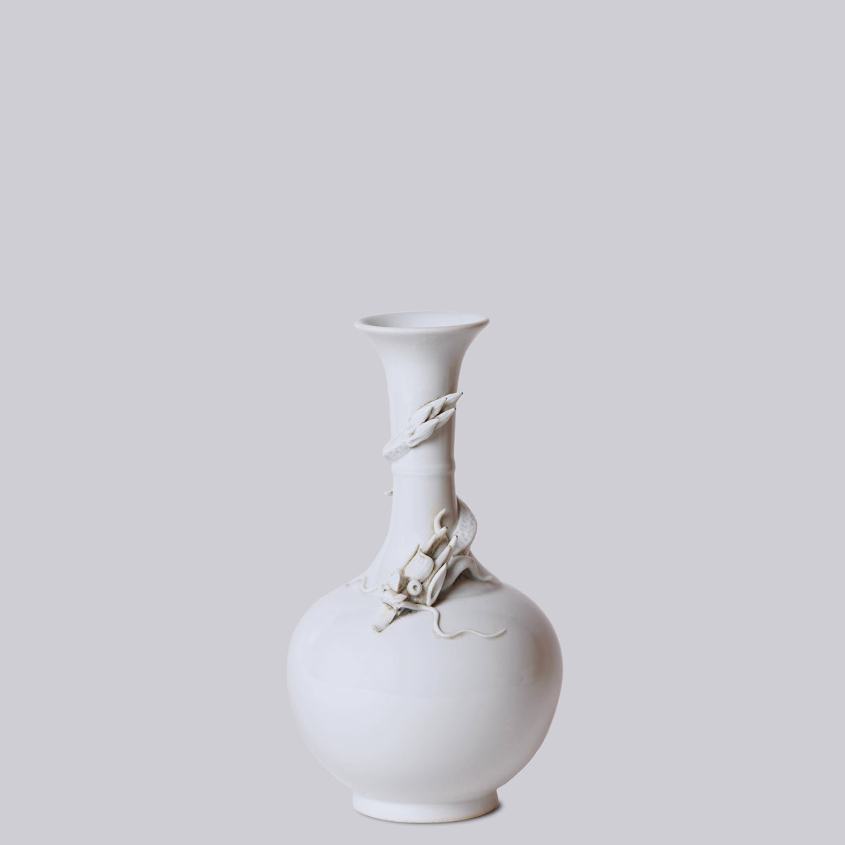 White Porcelain Globe Vase with Coiling Dragon