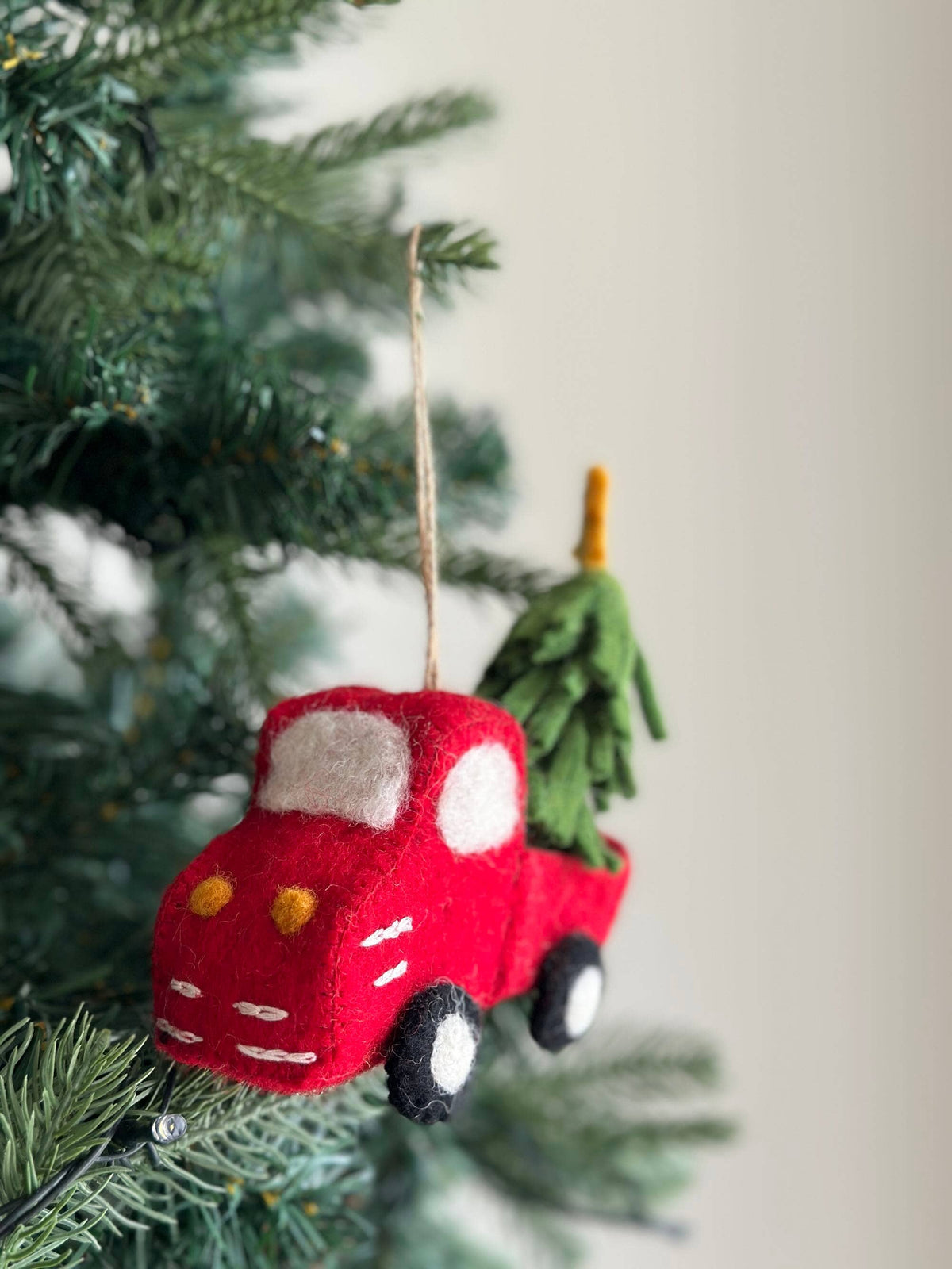 Pickup Truck with Christmas Tree Ornament