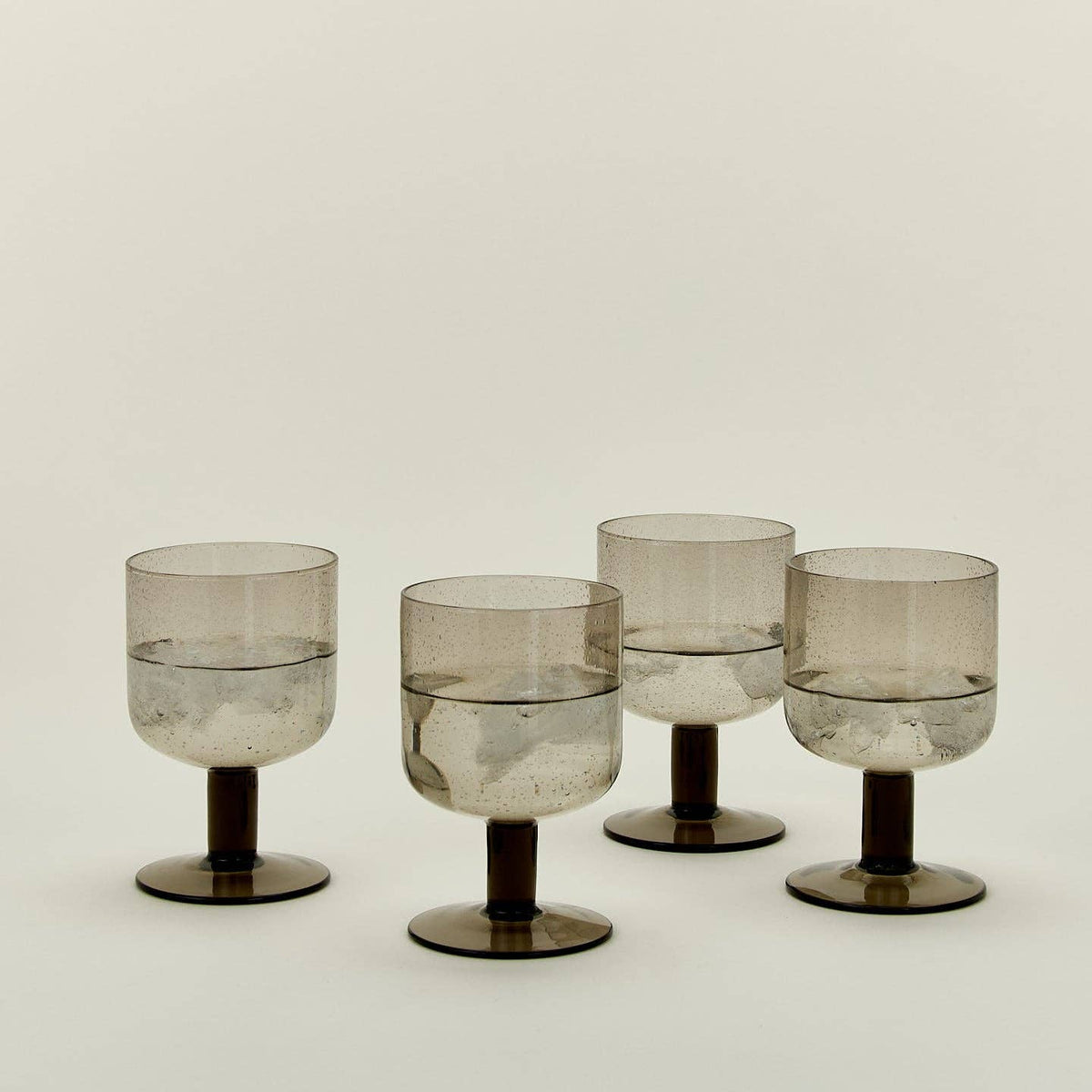 SIMPLE SEEDED GLASSWARE - STEMMED - SET OF 4, SMOKE