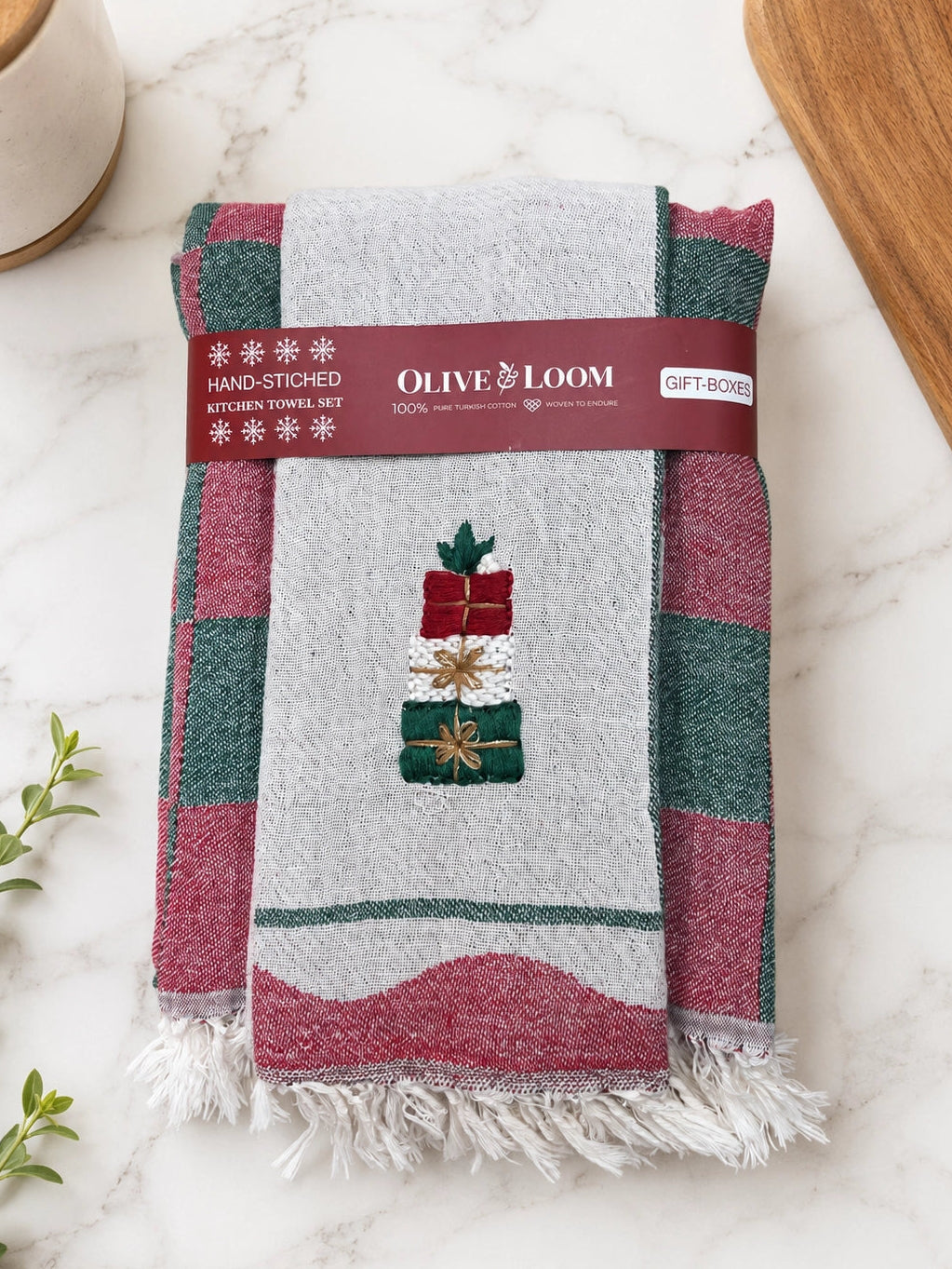 Gift Boxes Hand-Stitched Tea Towel Set
