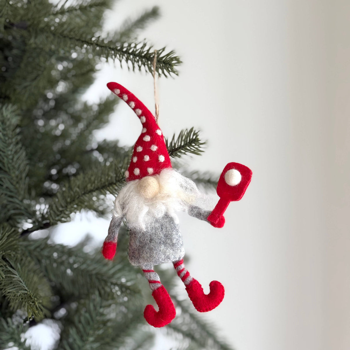 Pickleball Gnome Felt Ornament - Assorted
