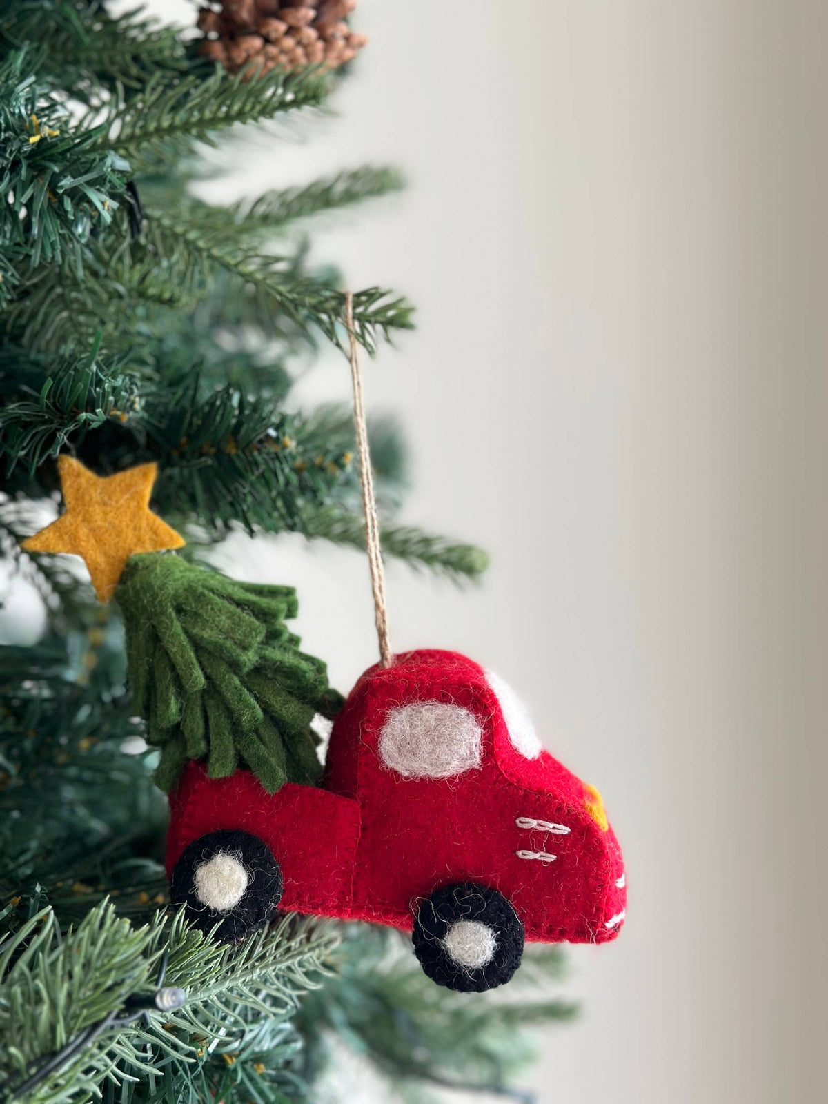 Pickup Truck with Christmas Tree Ornament