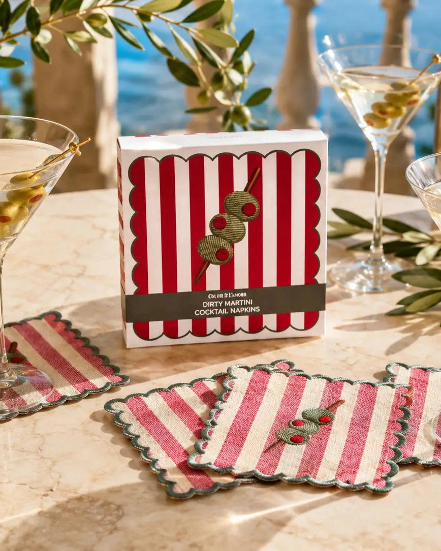 Dirti Martini Embroidered Cocktail Napkins