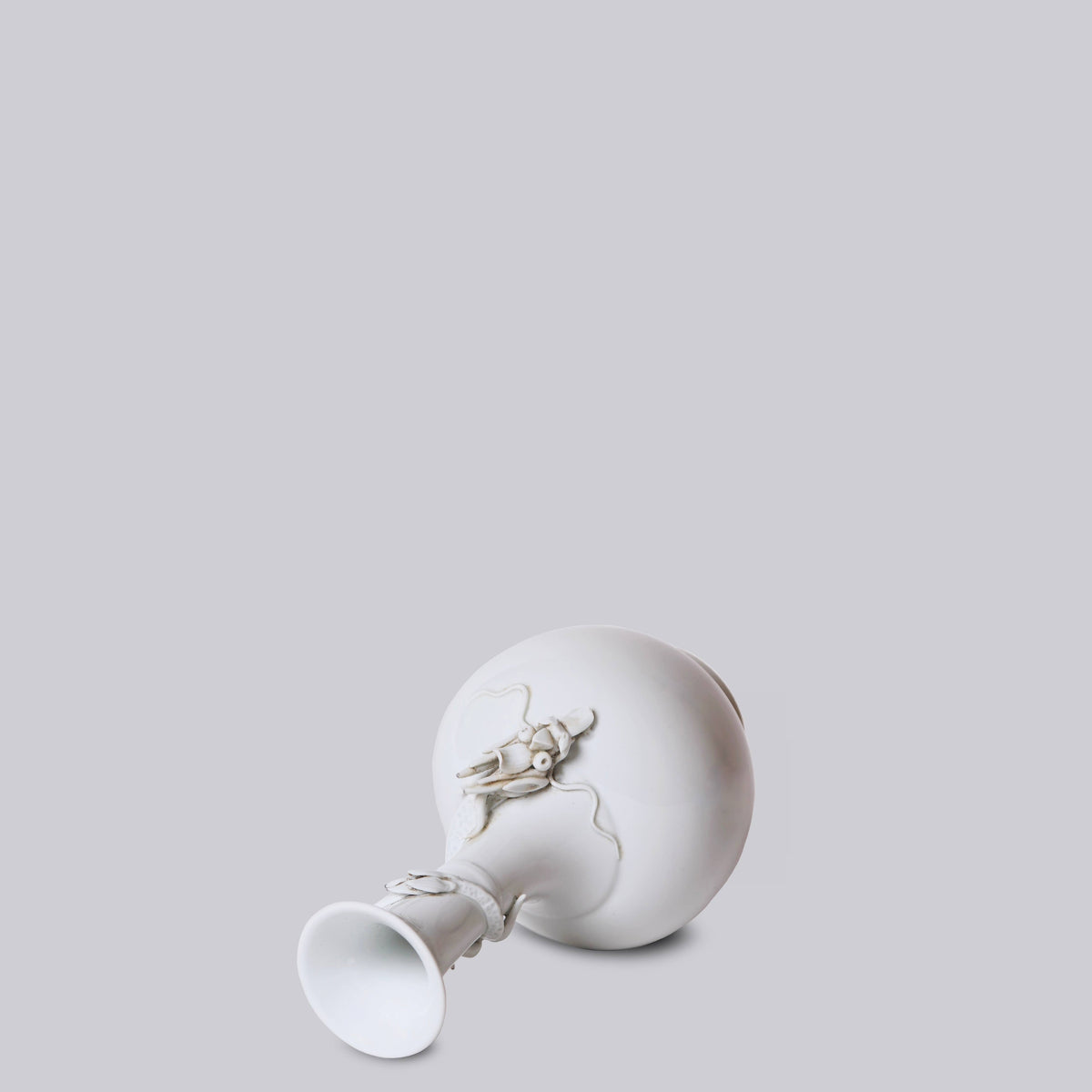 White Porcelain Globe Vase with Coiling Dragon