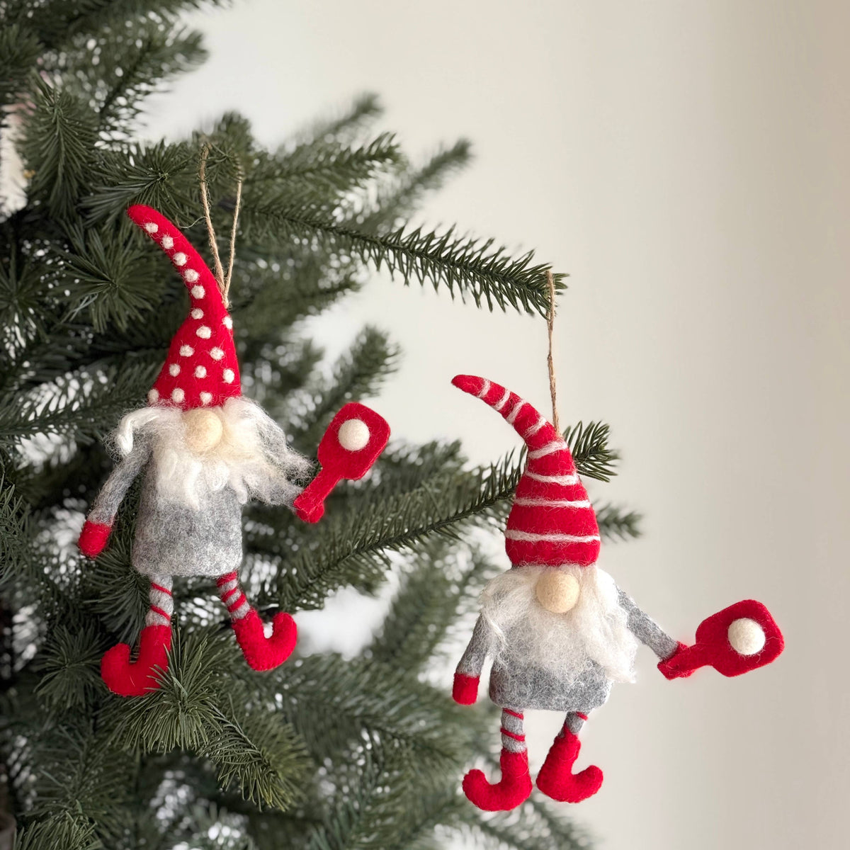 Pickleball Gnome Felt Ornament - Assorted