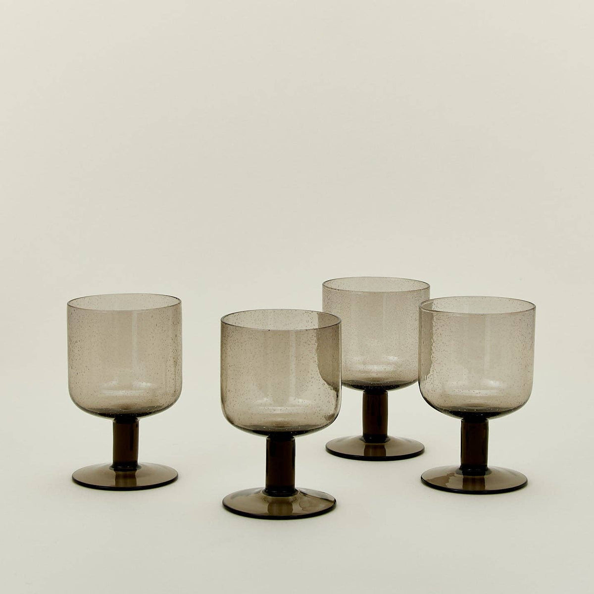 SIMPLE SEEDED GLASSWARE - STEMMED - SET OF 4, SMOKE