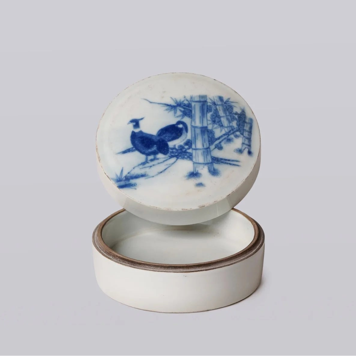 Blue and White Porcelain Pheasant Pair Ink Box