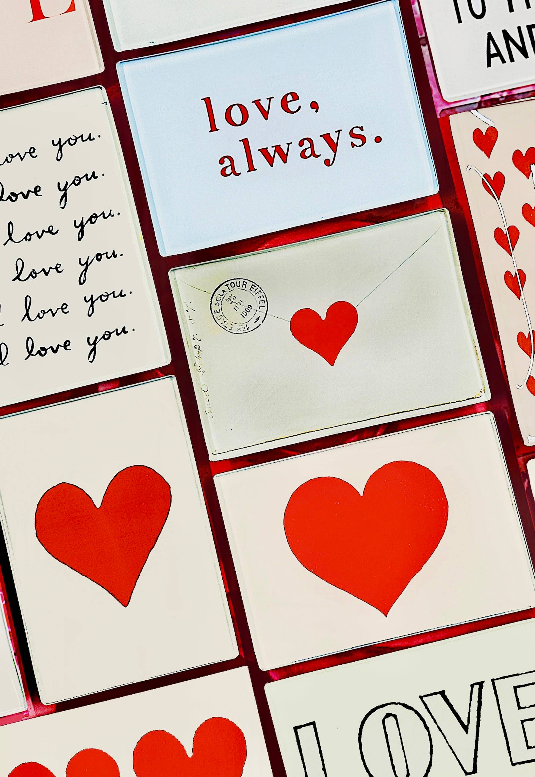 French Envelope With Heart Decoupage Glass Tray