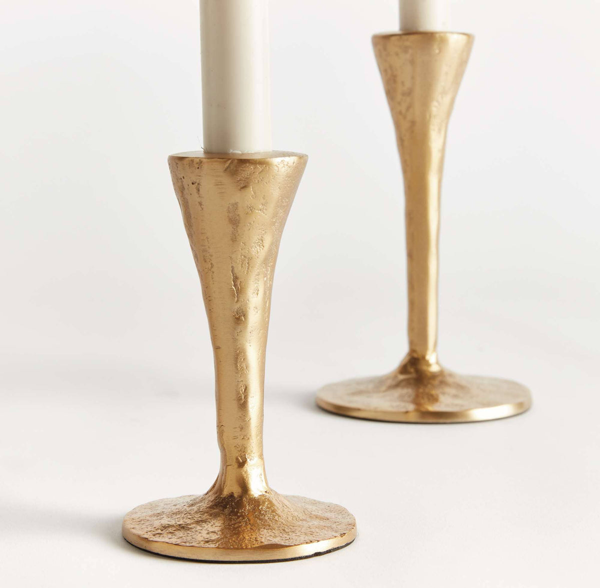 Noah Taper Holders, Set of 2 - Gold, Cast Aluminum Design