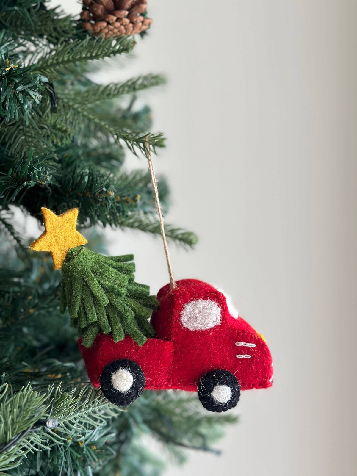 Pickup Truck with Christmas Tree Ornament