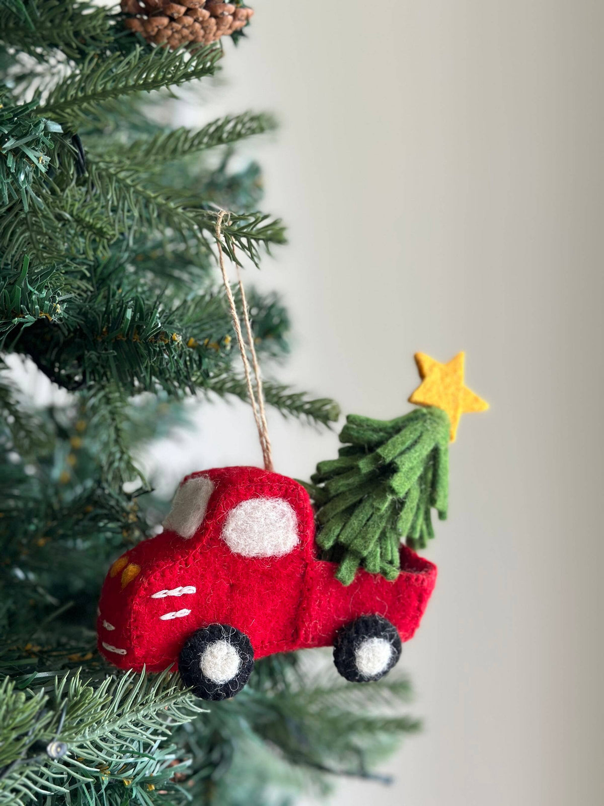 Pickup Truck with Christmas Tree Ornament