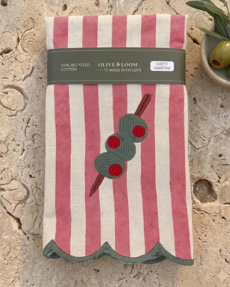 Dirty Martini Embroidered Dinner Napkins