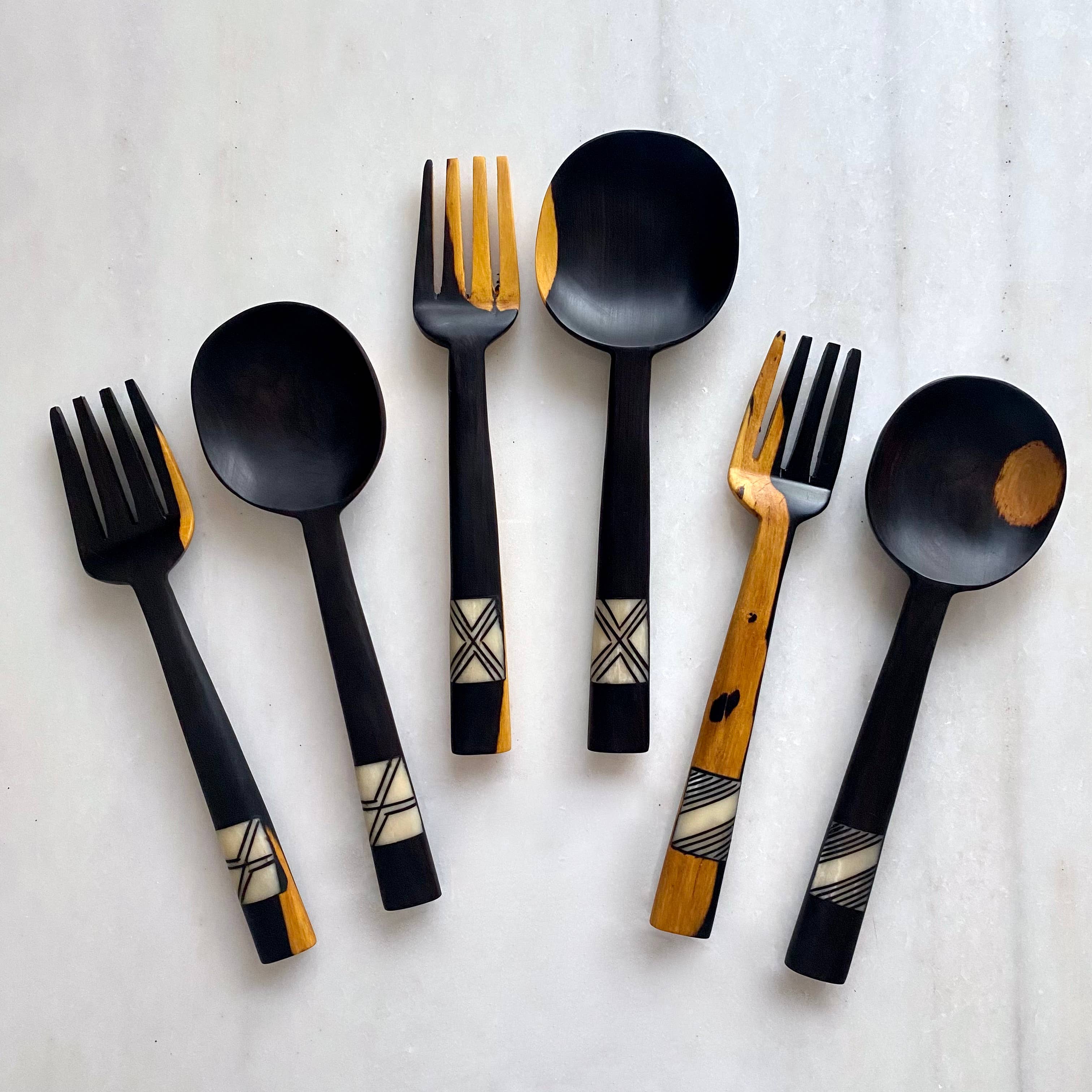 Inlaid Hardwood Salad Servers