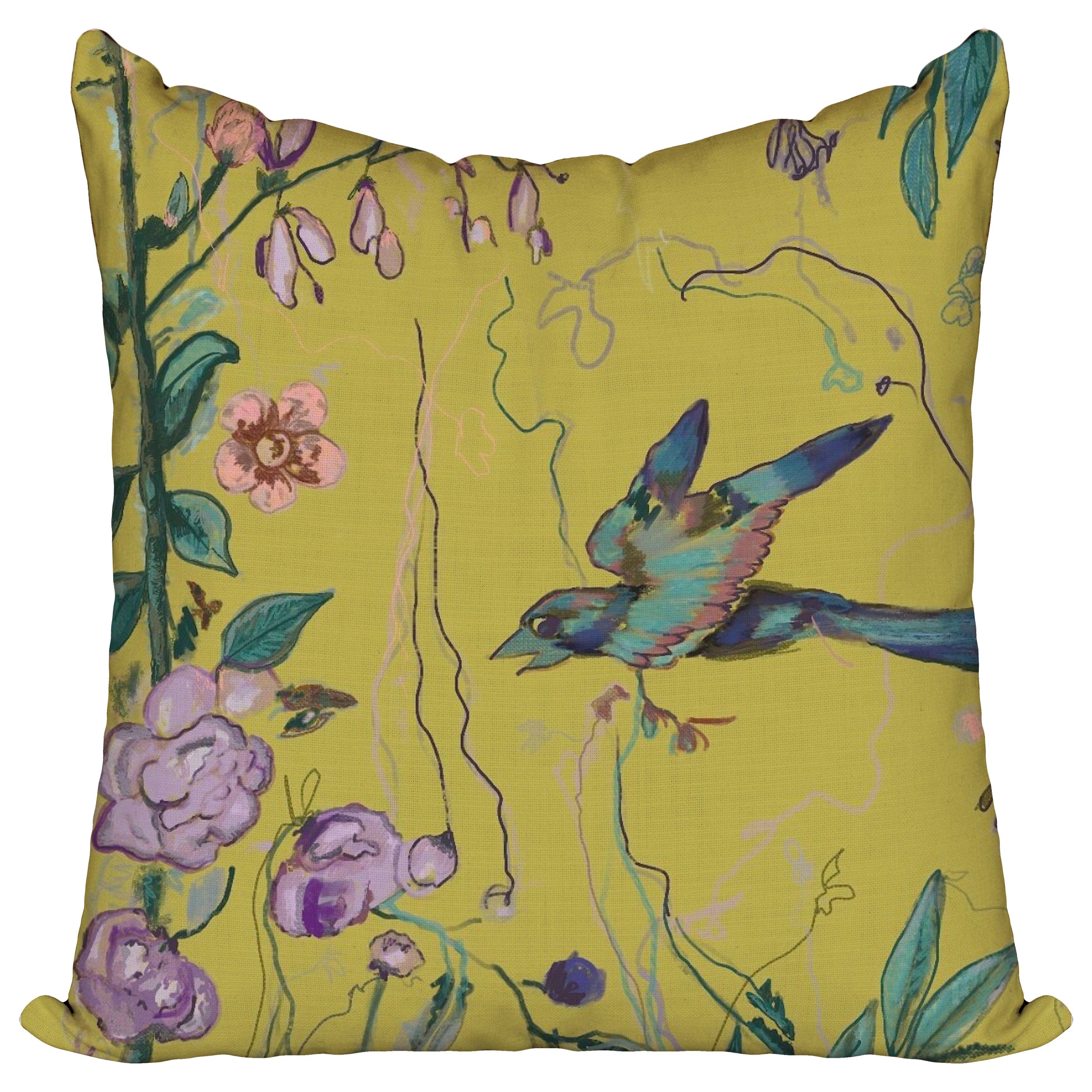 Birds of a Feather Lime Pillow