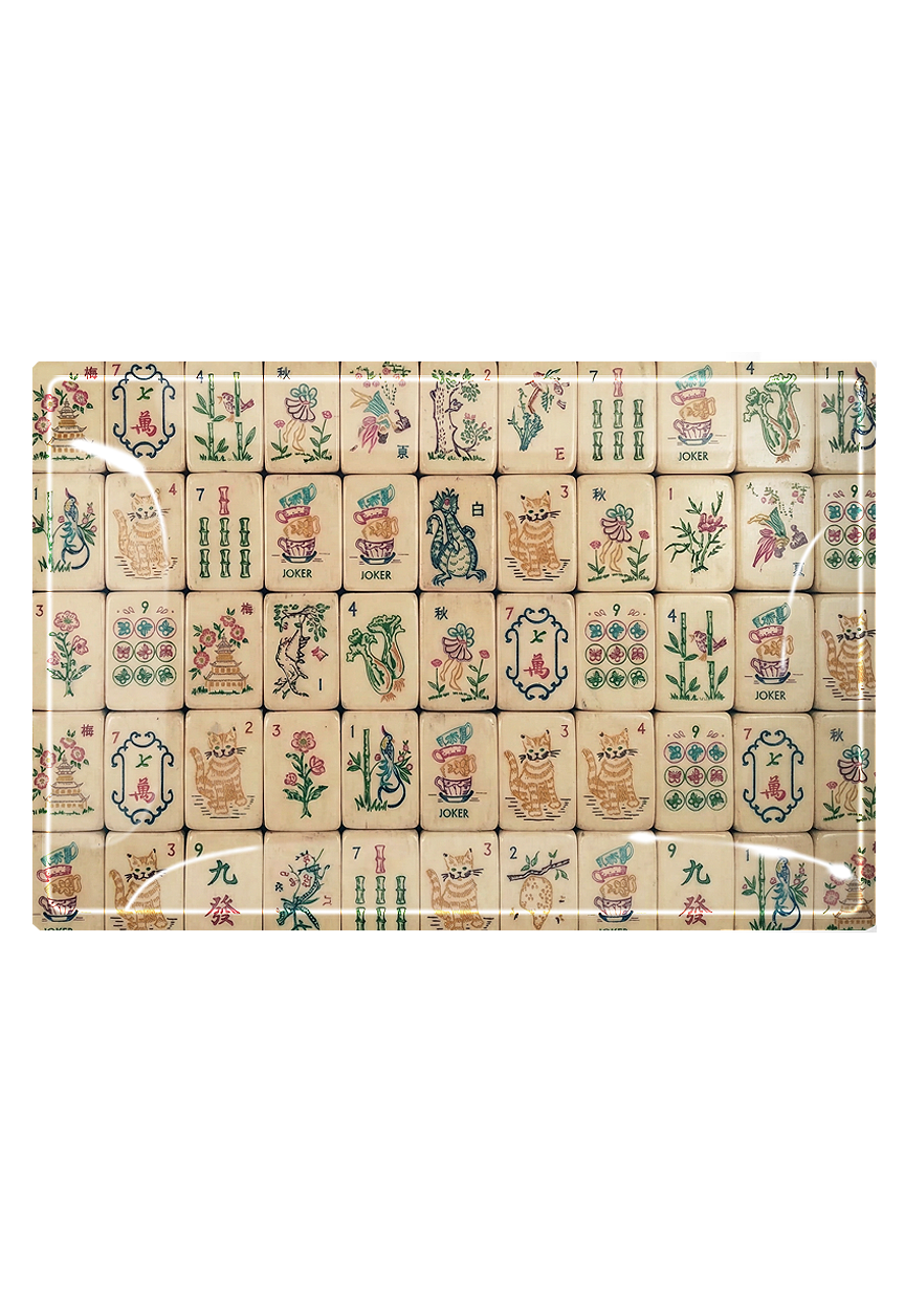 Mahjong #4 Decoupage Glass Tray
