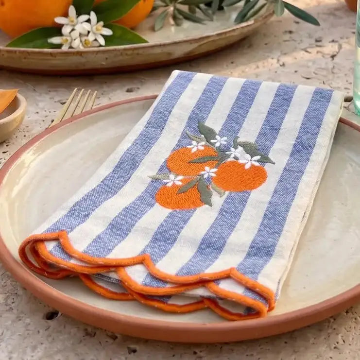 Orange Harvest Embroidered Dinner Napkins