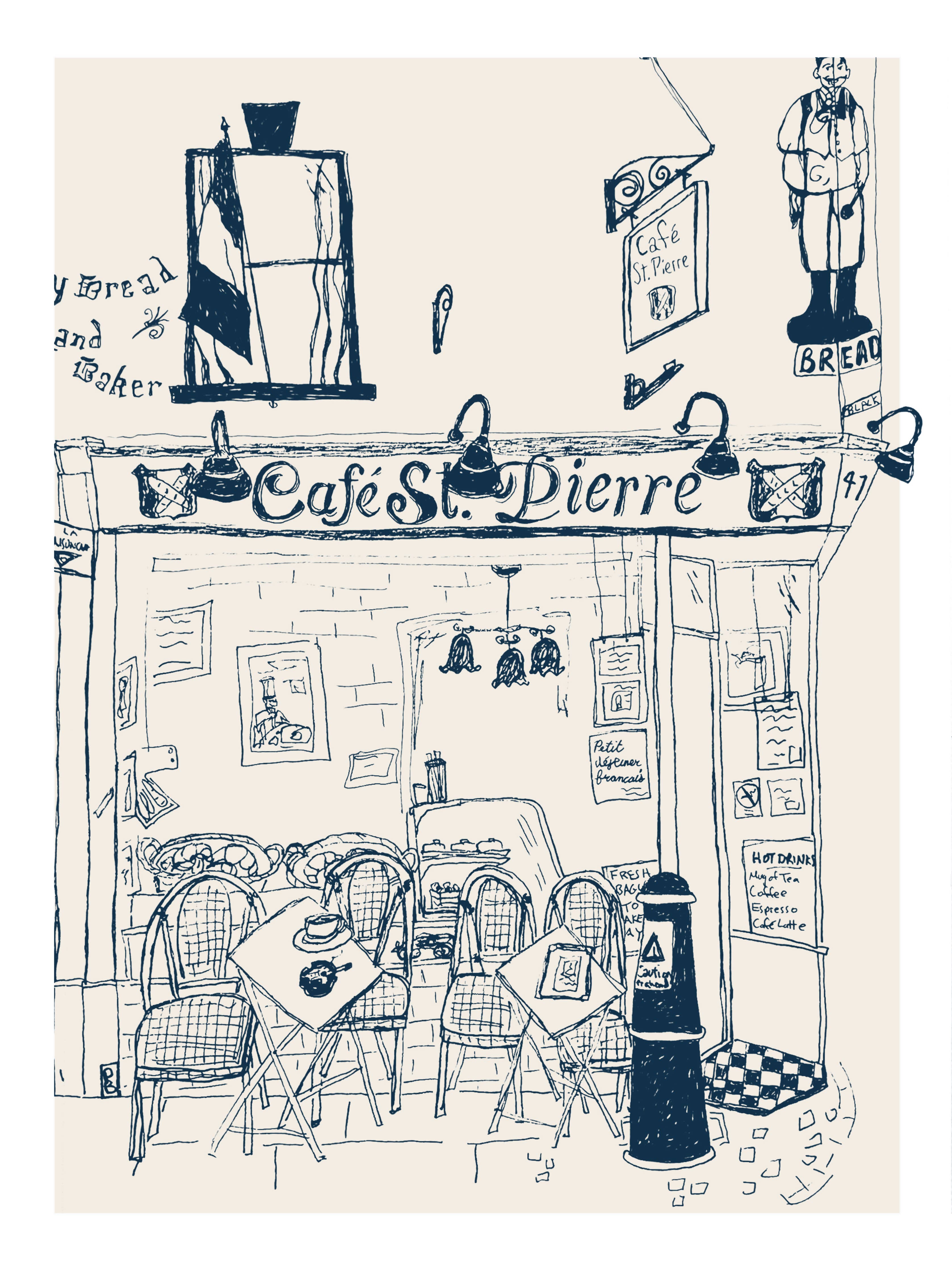 "Cafe St. Pierre", Giclée Fine Art Print