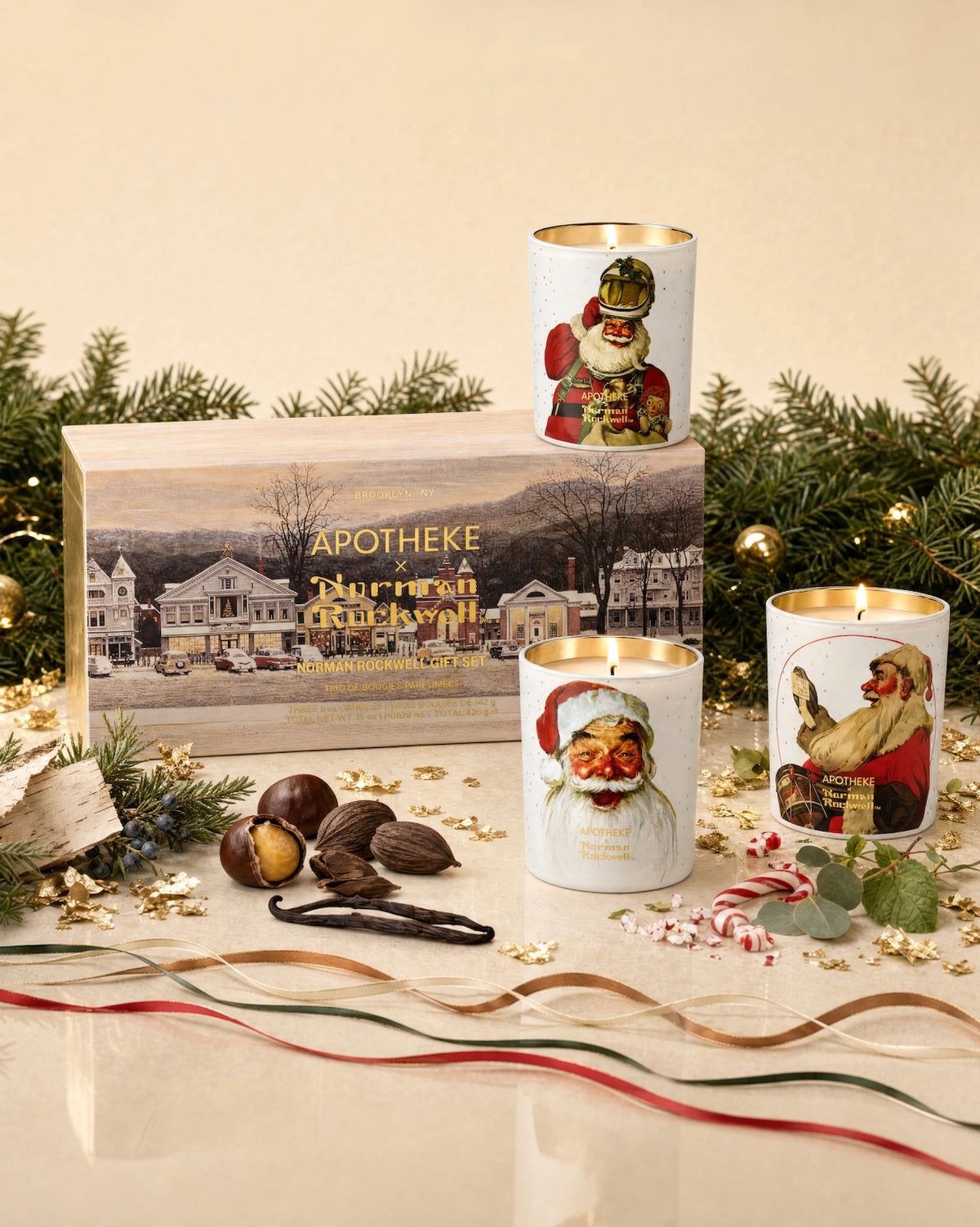 APOTHEKE Norman Rockwell Petite Candle Trio