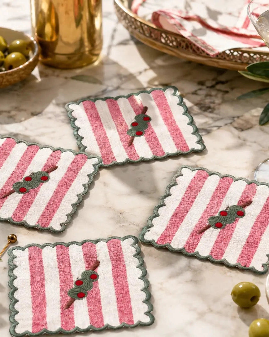 Dirti Martini Embroidered Cocktail Napkins