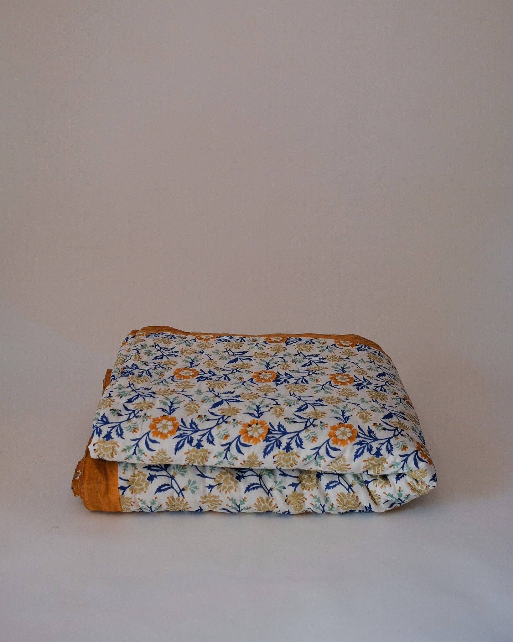 Shama - Hand Block-printed Reversible Quilt (Yam)