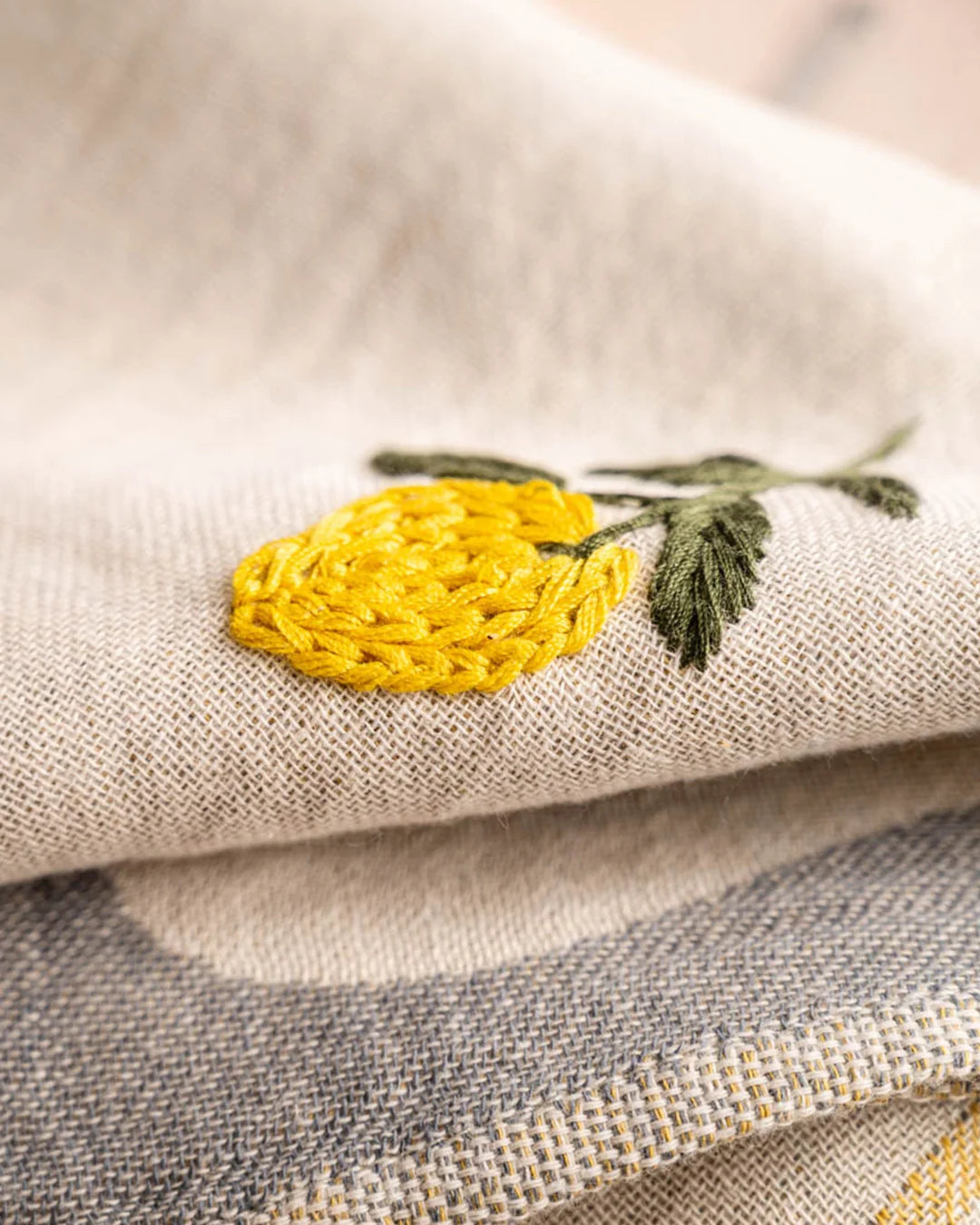 Lemon Hand-Stitched Kitchen Towel Set
